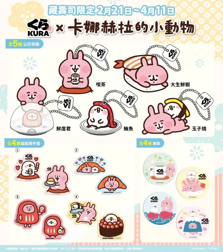 【藏壽司】2026最新「卡娜赫拉的小動物」扭蛋活動！集點贈、限定主題店 示意圖